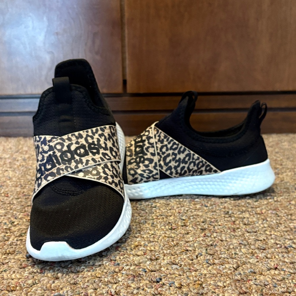 adidas Black and Leopard Print Athletic Shoes
